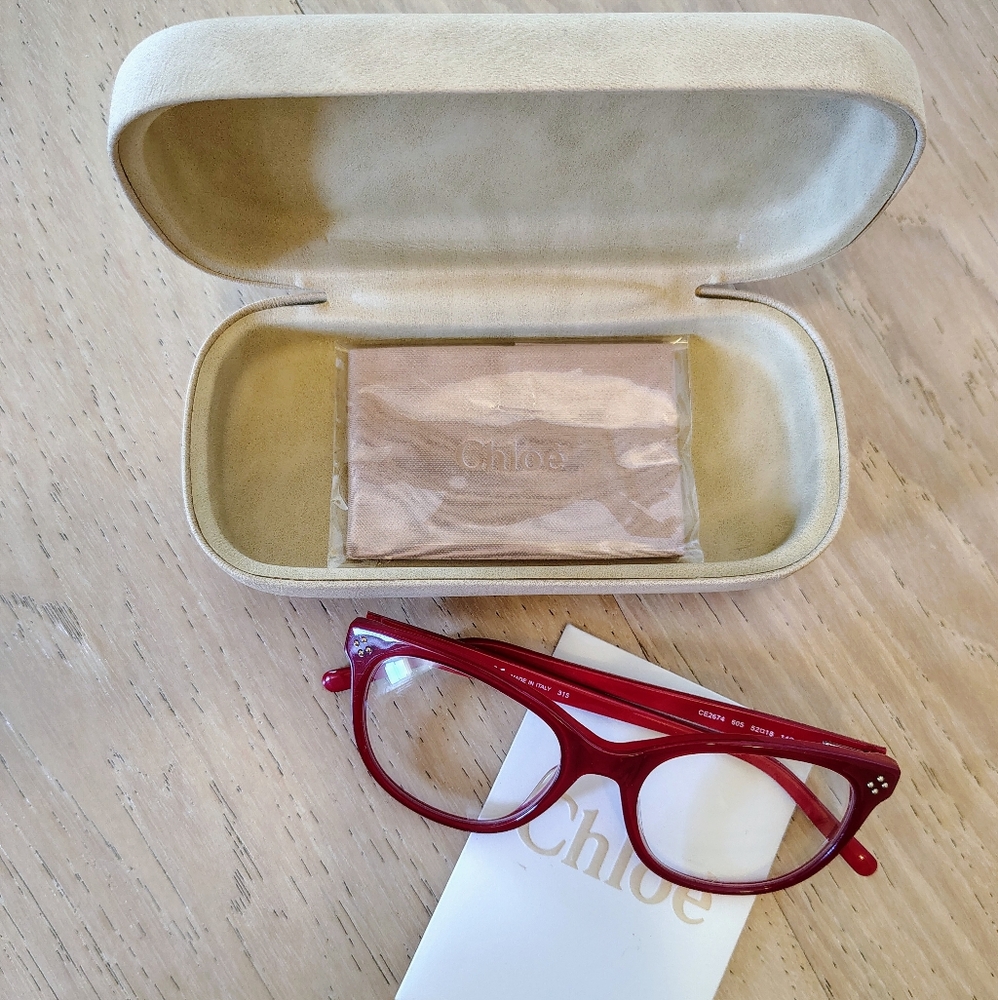 NWT Chloé Red Eyeglasses with Case